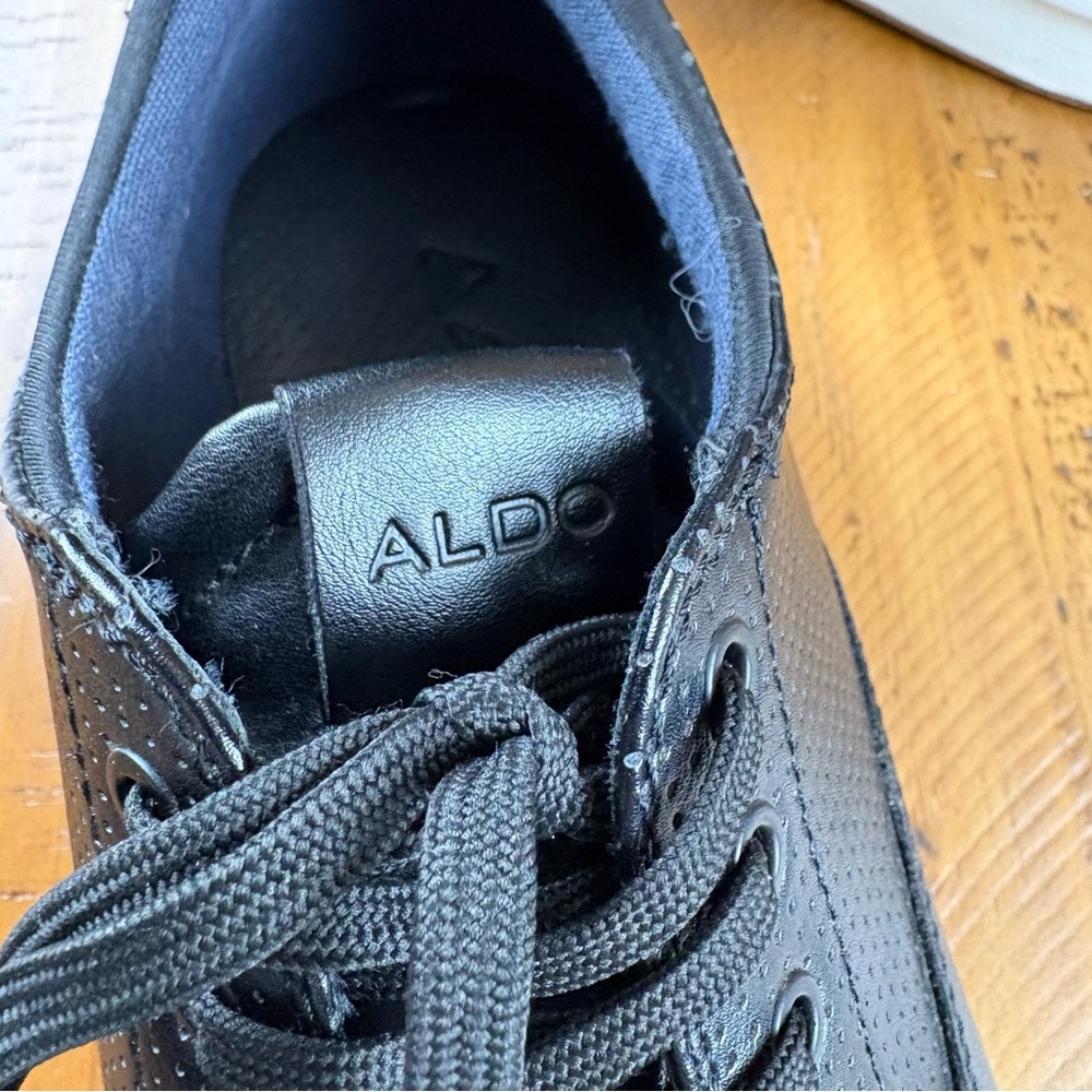 Aldo Black Leather Sneakers For Men View 6